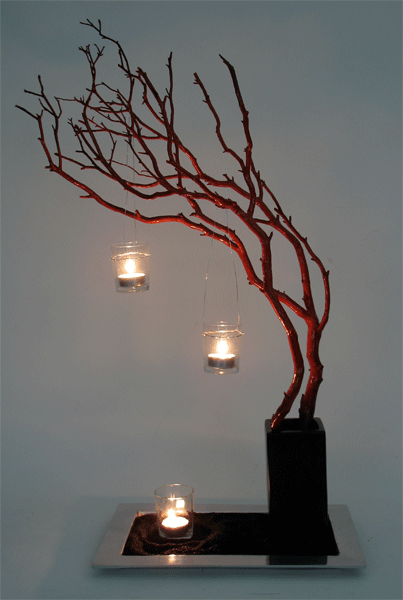  to catch fire can create a fairly inexpensive and elegant centerpiece